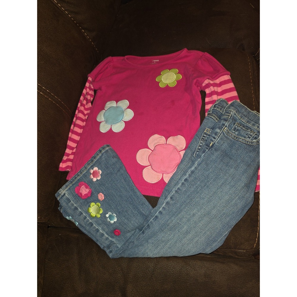 Gymboree smart and sweet pink top size 6 jeans size 6 slim